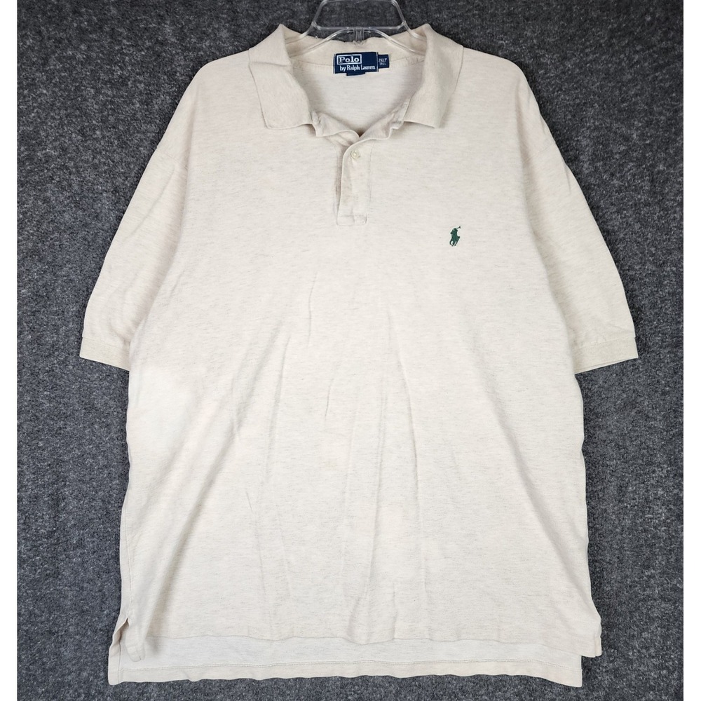 Polo Ralph Lauren Polo Shirt Mens 2XLT Classic Fit Oatmeal Heather Cotton EUC